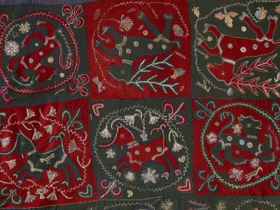 Mosaikteppich im Lötschentaler Museum in Kippel