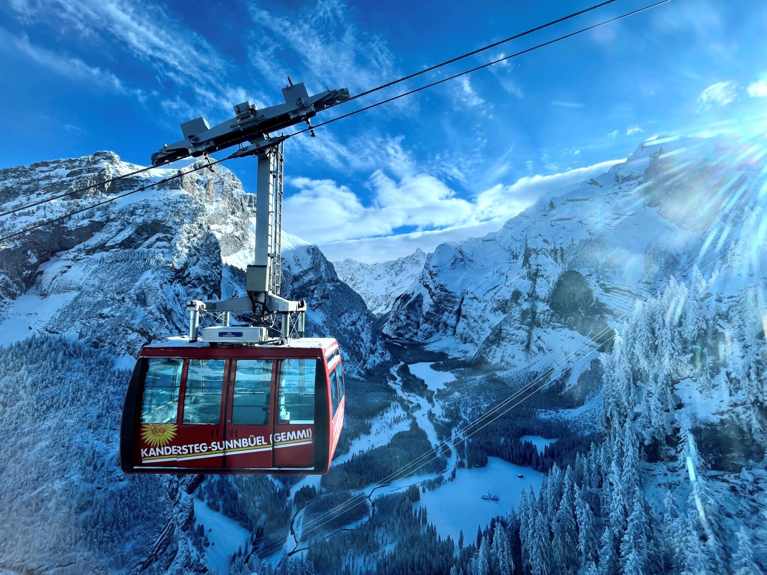 Sunnbueel Luftseilbahn im Winter