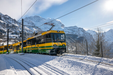 Wengernalpbahn Wengen Shuttle Ausfahrt Bahnhof Wengen