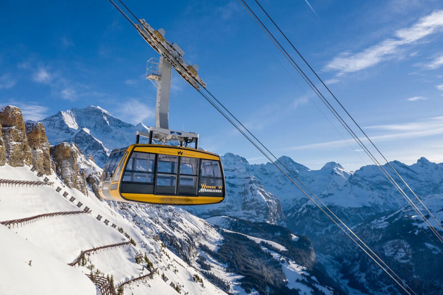 Luftseilbahn Wengen Maennlichen Winter